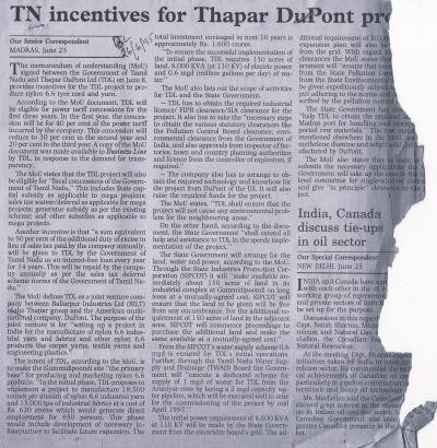 TN incentives for Thapar DuPont