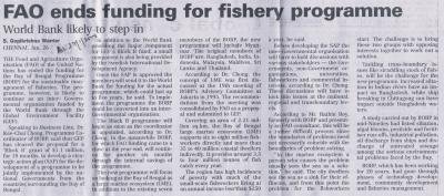FAO ends funding for fishery programme