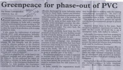 Greenpeace for phase-out of PVC