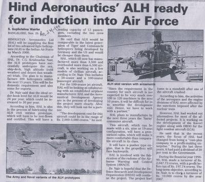 Hind Aeronautics' ALH ready for induction into Air Force