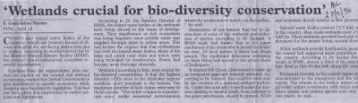 'Wetlands crucial for bio-diversity conservation'