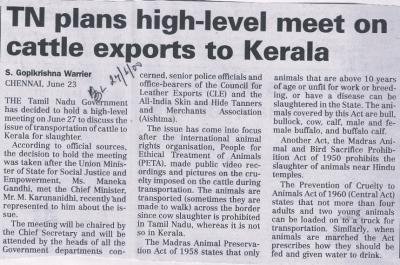 TN plans high-level meet on cattle exports to Kerala