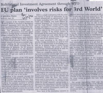 EU plan ‘involves risks for 3rd World'