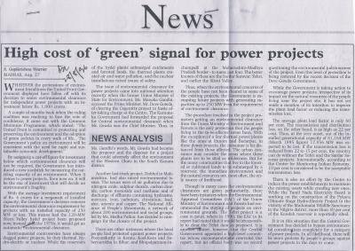 High cost of 'green' signal for power projects