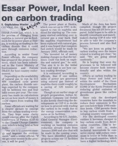 Essar Power, Indal keen on carbon trading 