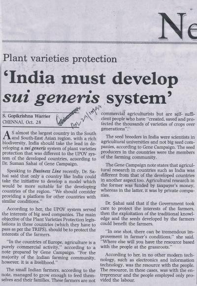'India must develop sui generis system'