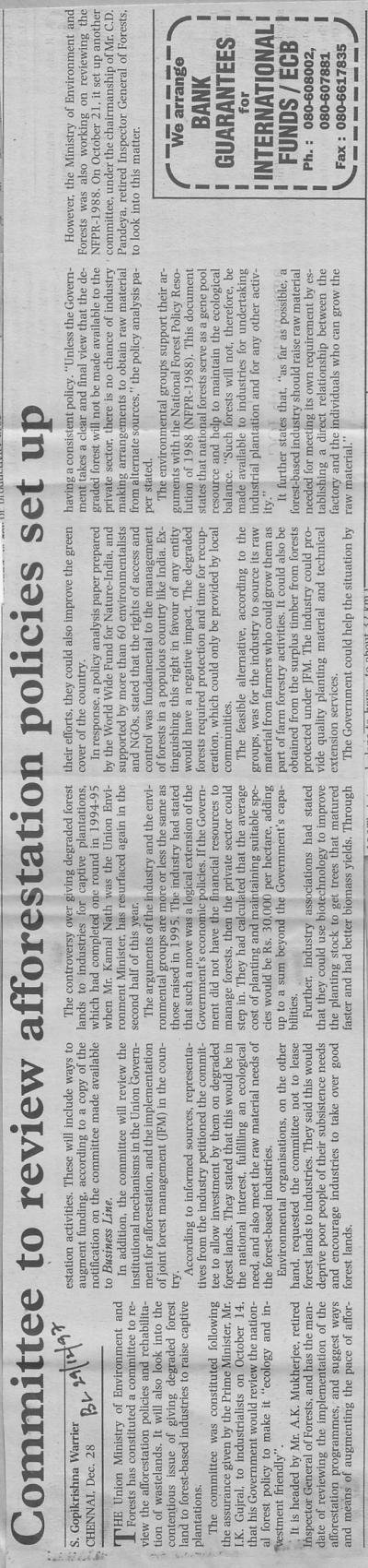 Committee to review afforestation policies set up