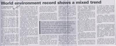 World environment record shows a mixed trend