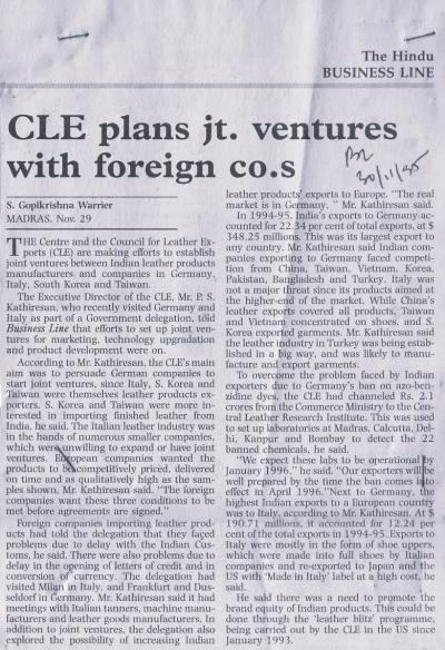 CLE plans jt. ventures with foreign co.s