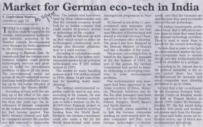 Market for German eco-tech in India