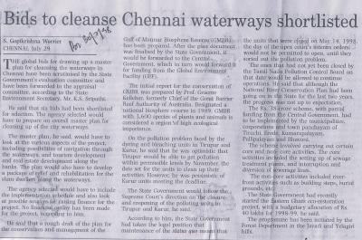 Bids to cleanse Chennai waterways shortlisted