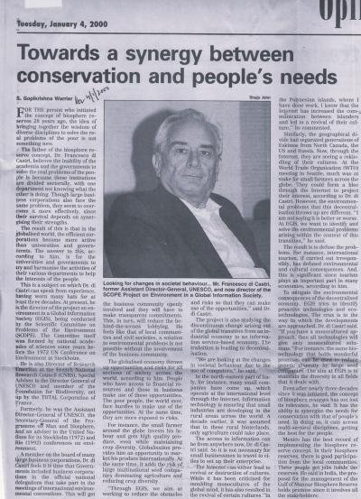 Towards a synergy between conservation and people's needs