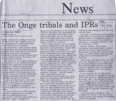 The Onge tribals and IPRS