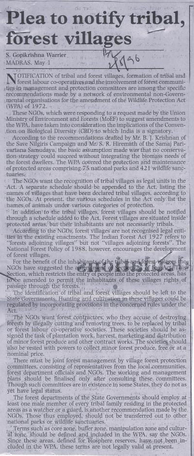Plea to notify tribal, forest villages