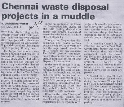 Chennai waste disposal projects in a muddle