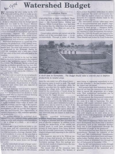 Watershed Budget