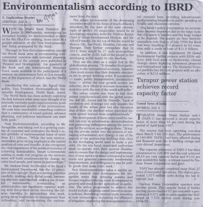 Environmentalism according to IBRD