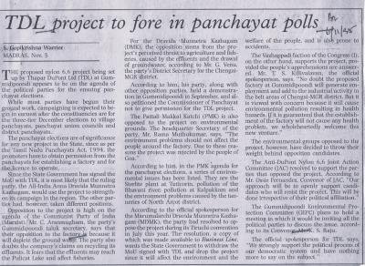 TDL project to fore in panchayat polls