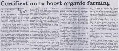 Certification to boost organic farming