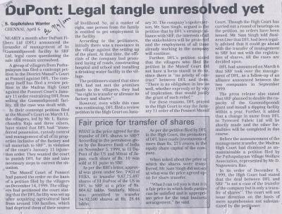 DuPont: Legal tangle unresolved yet