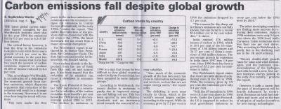 Carbon emissions fall despite global growth