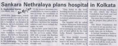Sankara Nethralaya plans hospital in Kolkata