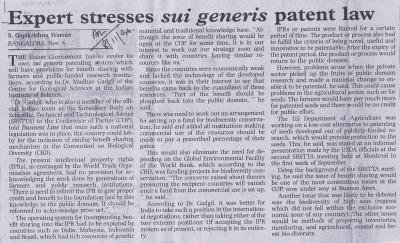 Expert stresses sui generis patent law