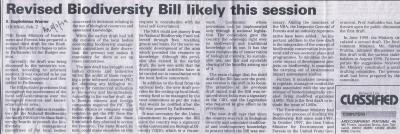 Revised Biodiversity Bill likely this session